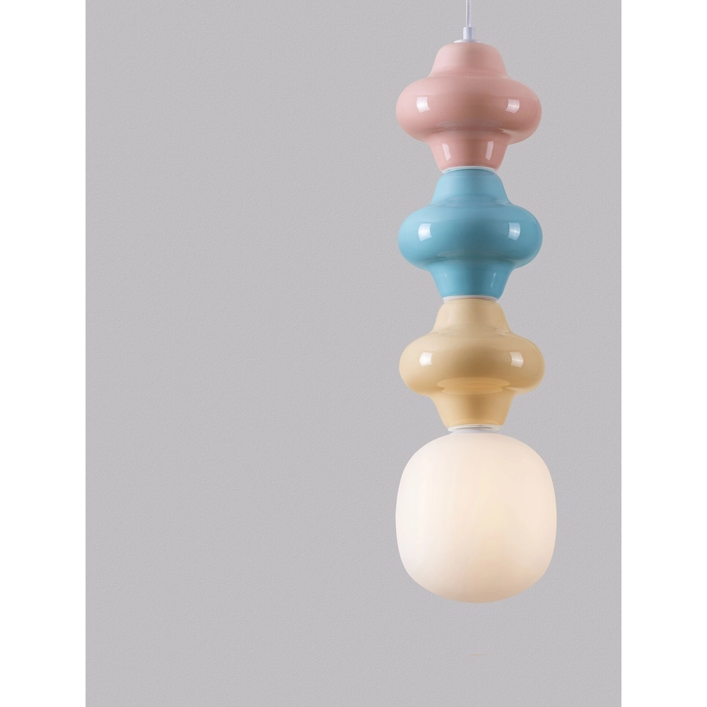 Suspension Clio Céramique colorée L avec verre blanc