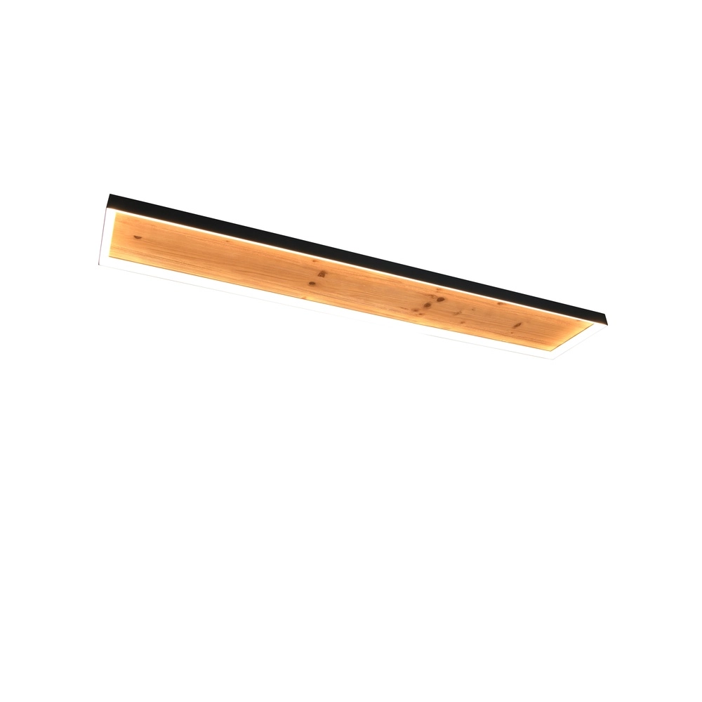 Lampe de plafond Kalea Rectangle noir avec bois