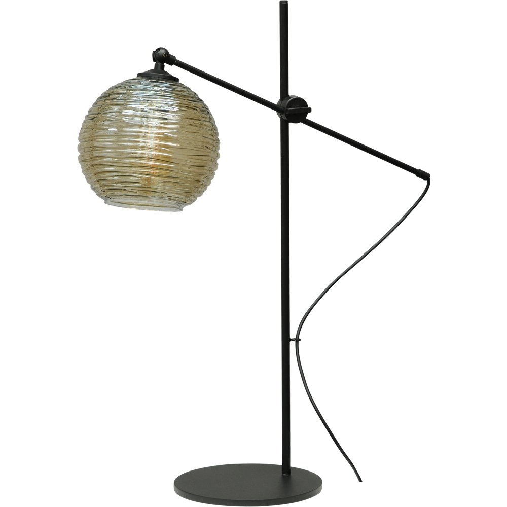 Lampe de table orientable Quinto Smoke avec verre rayé Masterlight 8718121216577