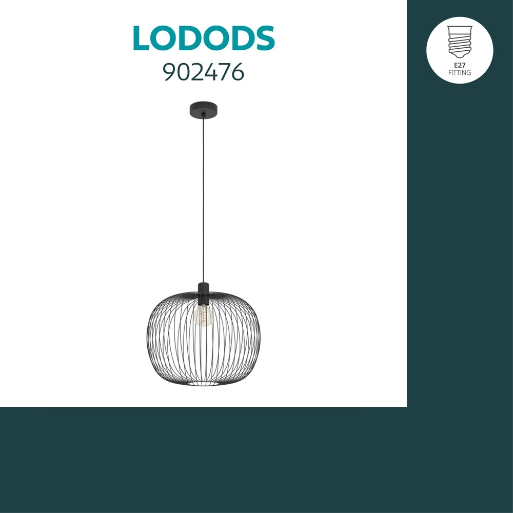 Lampe suspendue filaire Lodods noir Ø 45cm Eglo 9008606390267