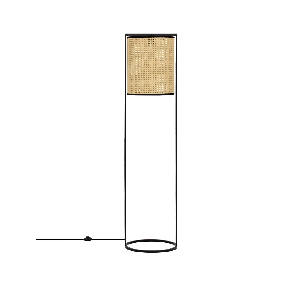 Lampadaire Erto noir et rotin Lyora 5212017455840