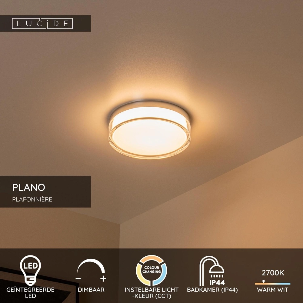 Éclairage de plafond Plano Ø chrome 23cm Lucide 5411212782922