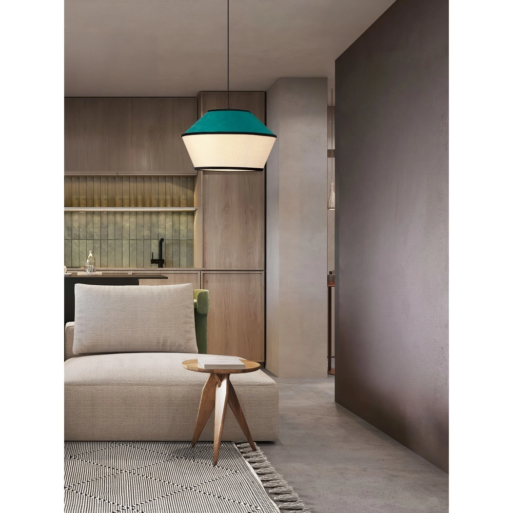 Lampe suspendue Veliss Blanc avec bleu