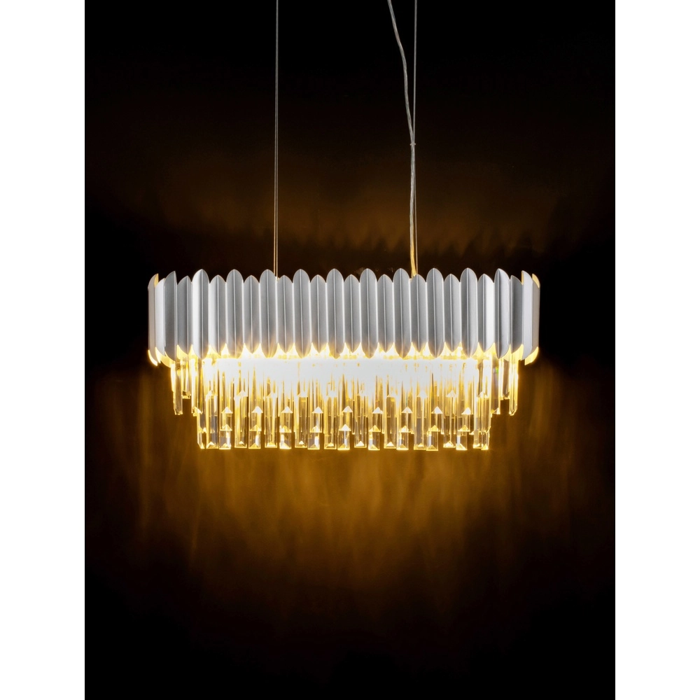 Suspension Magnolia chrome allongé et cristal