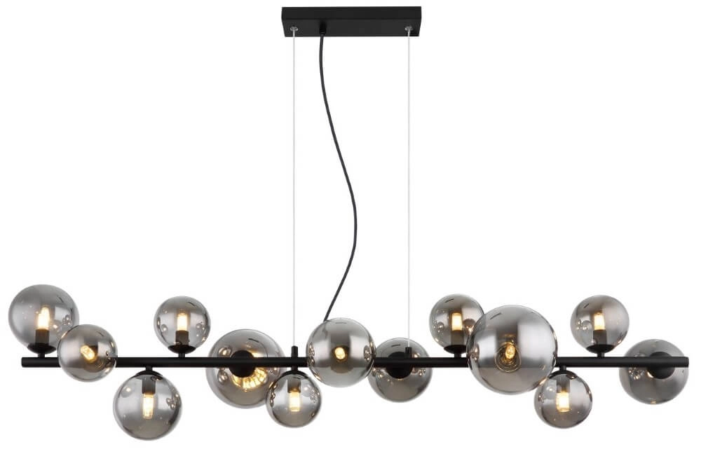 Lampe suspendue design Riha noir avec verre fumé Globo 9007371457823