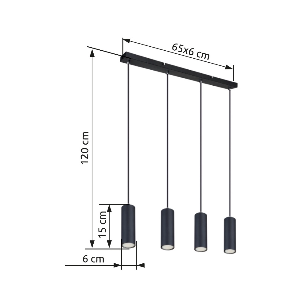 Lampe suspendue Robby Noir à 4 lumières Globo 9007371430543