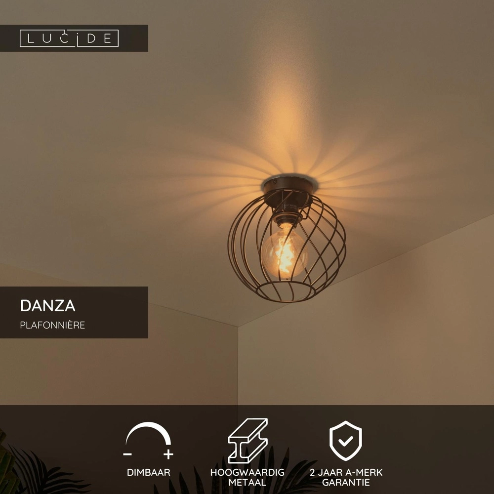 Lampe de plafond Danza noir Ø 25cm Lucide 5411212211477