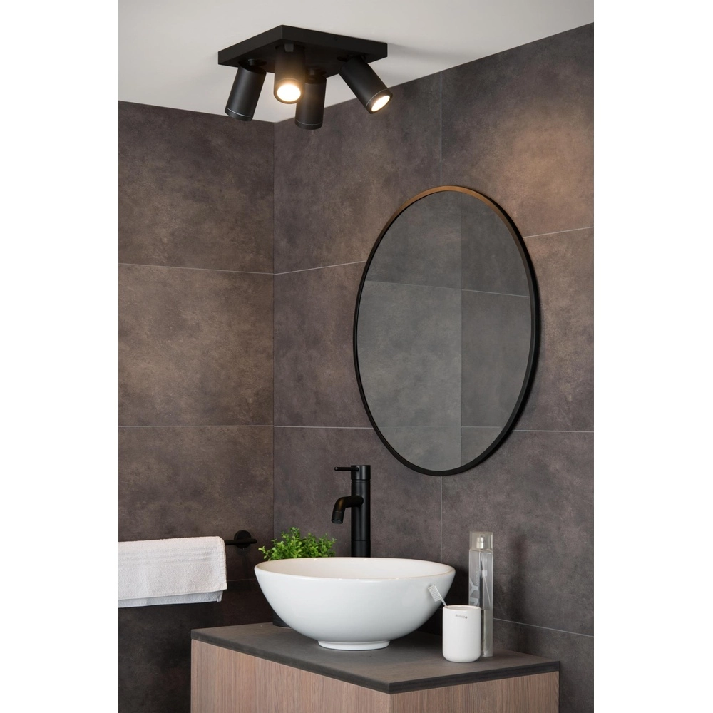 Projecteur de plafond Taylor IP44 noir à 4 lumières Lucide 5411212092670