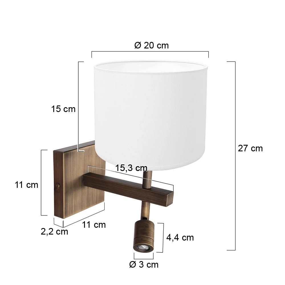 Lampe murale Stang avec capuche blanche Steinhauer 8712746189650