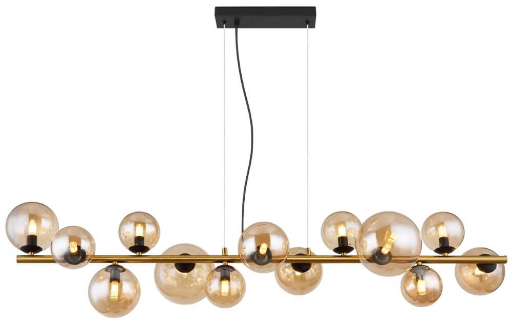 Lampe suspendue dorée Riha design avec verre ambré Globo 9007371448838