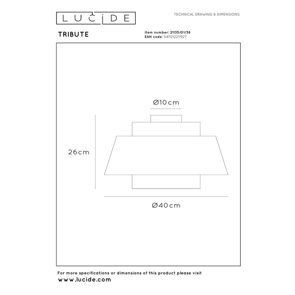 Lampe de plafond Tribute Crème Lucide 5411212211927