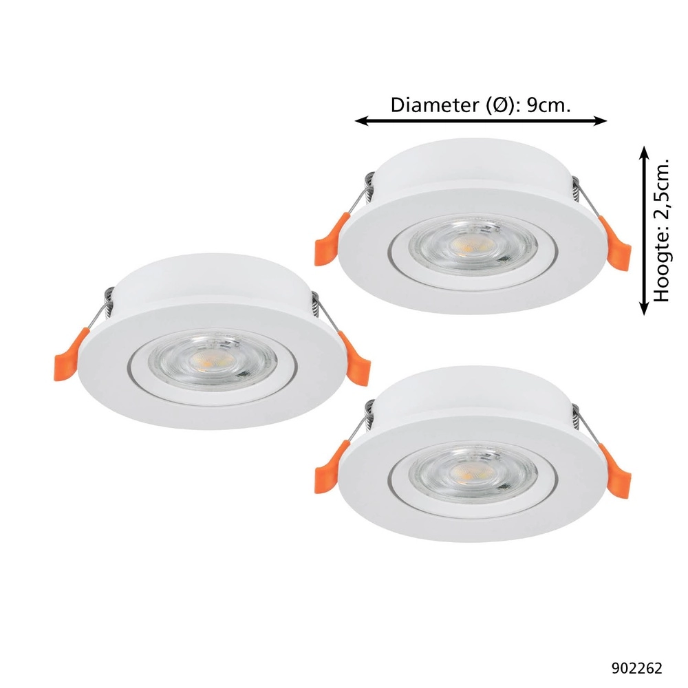 Lot de 3 spots encastrés Barranco blanc Ø 9cm - CCT à 3 niveaux Eglo 9008606359424