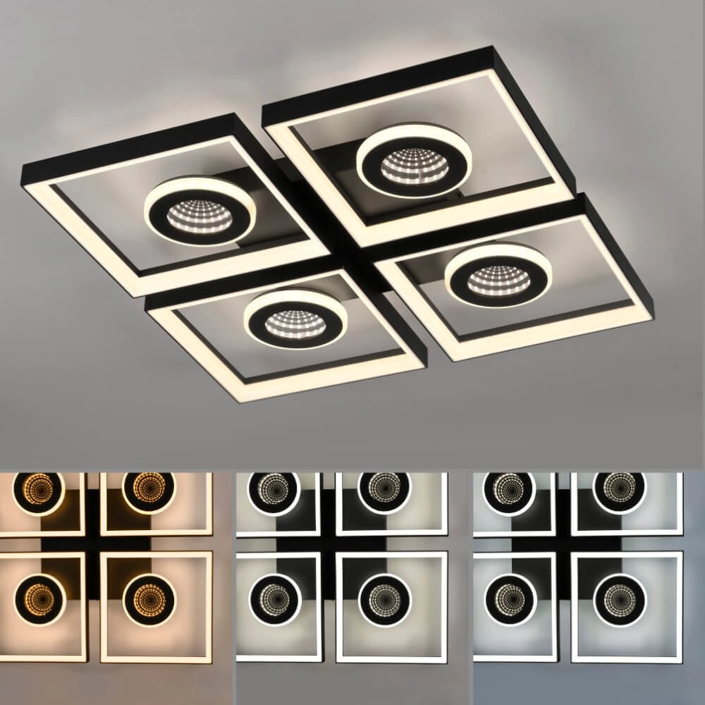 Plafonnier carré Traforo quatre Paul Neuhaus 4012248384909