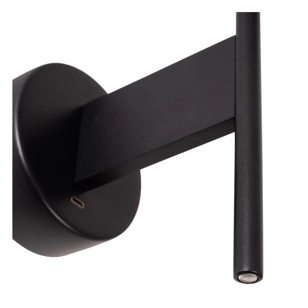 Lampe murale Magic noir avec un point de charge USB Lucide 5411212680051
