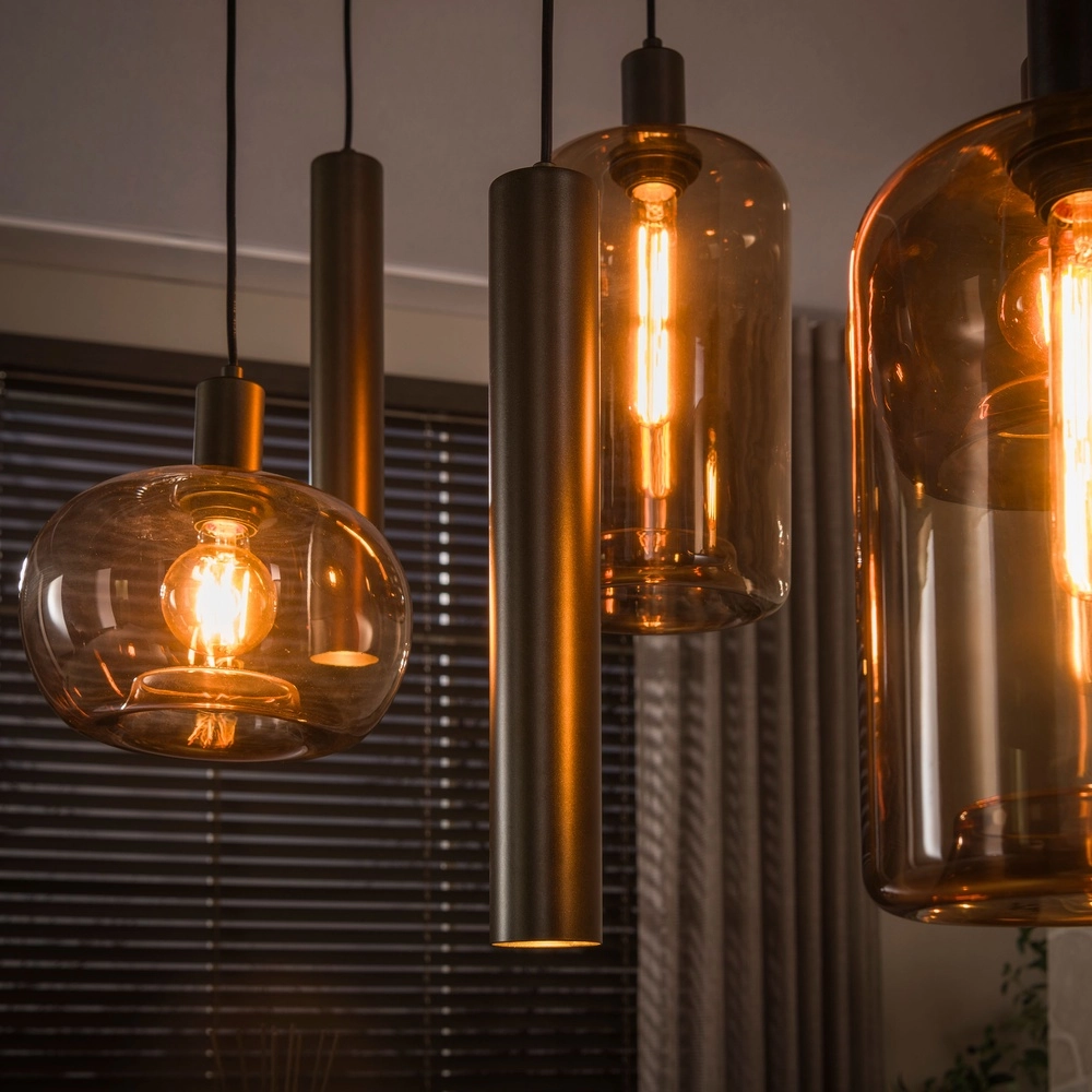 Lampe pendante moderne Serene Marron sienne à 7 lumières Lyora 8716803514812