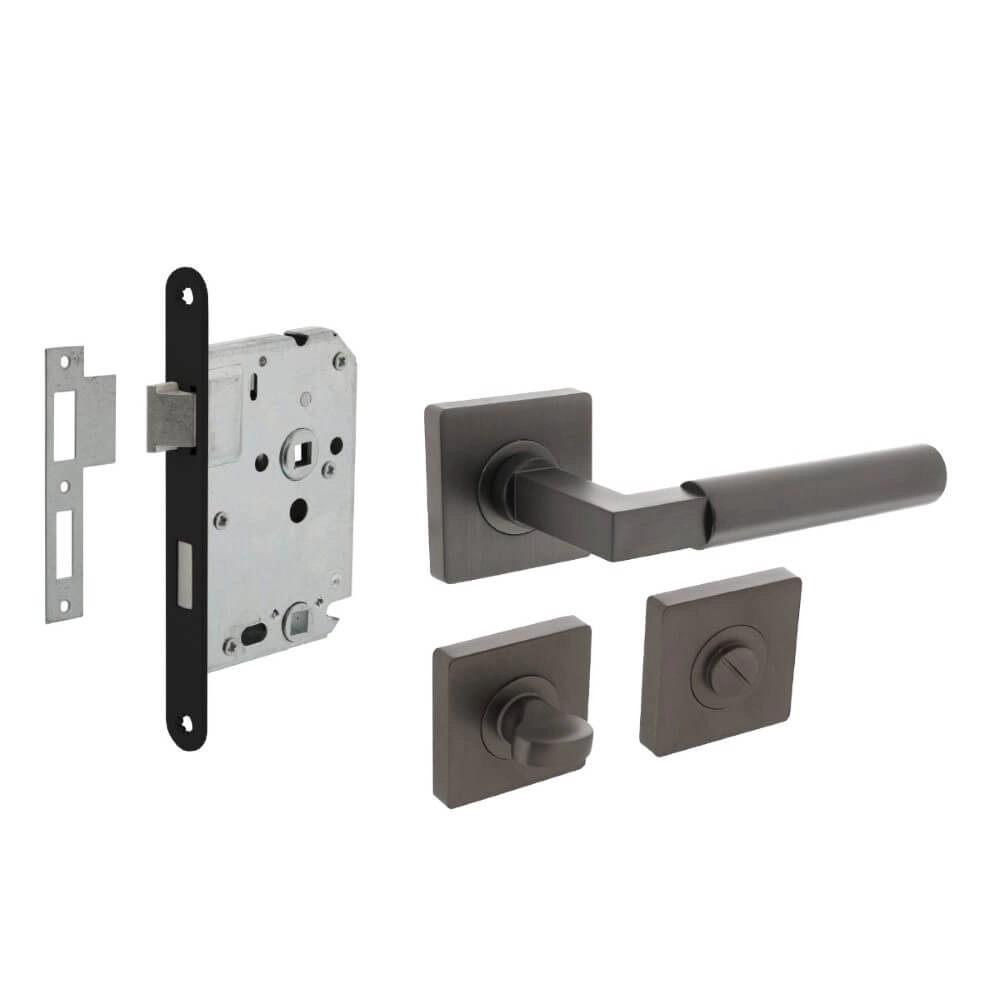 Jeu complet de poignées de porte Bau-Stil WC anthracite Jeu complet de poignées de porte Bau-Stil WC anthracite