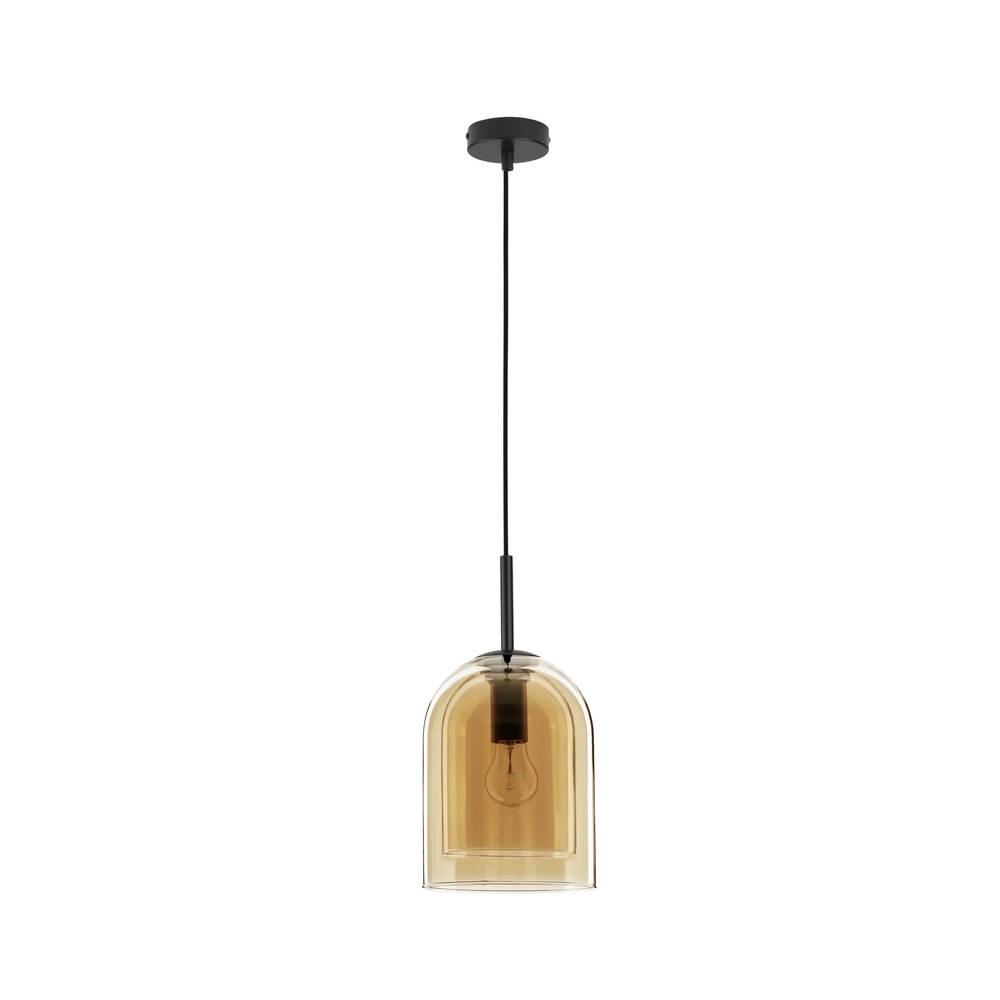 Suspension Velor Simple noir avec verre ambré Lyora 5212017431202
