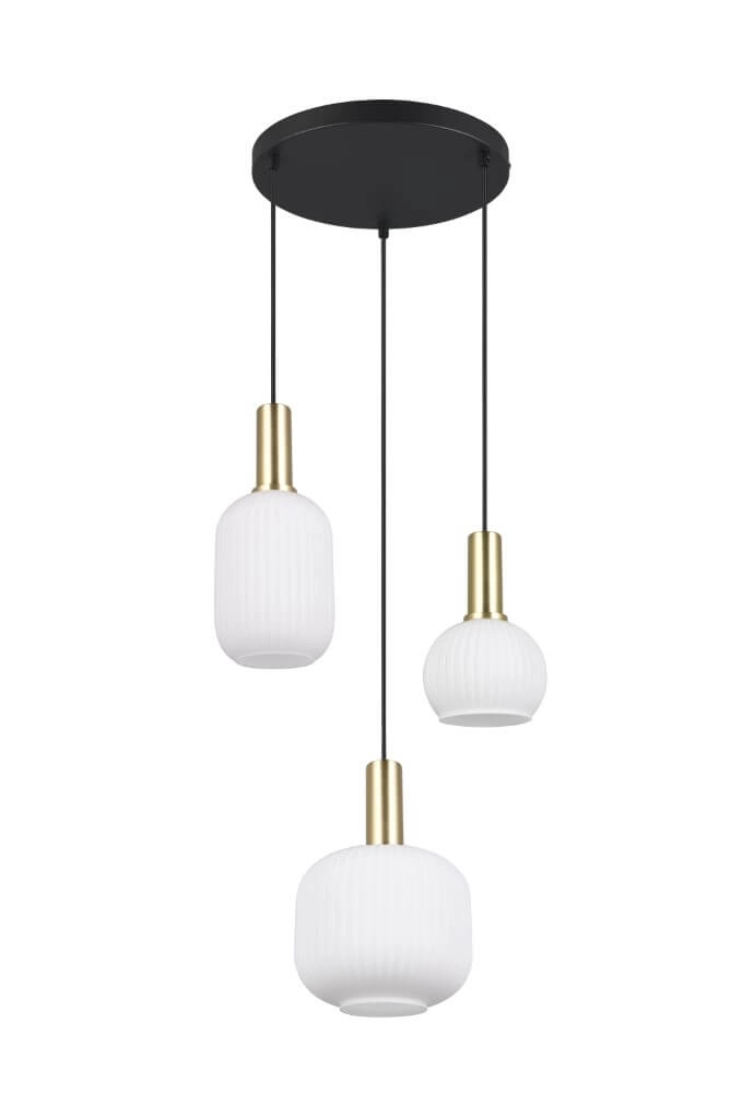 Lampe suspendue pour salle à manger Diva 3 lumières - verre blanc Trio 4017807614503
