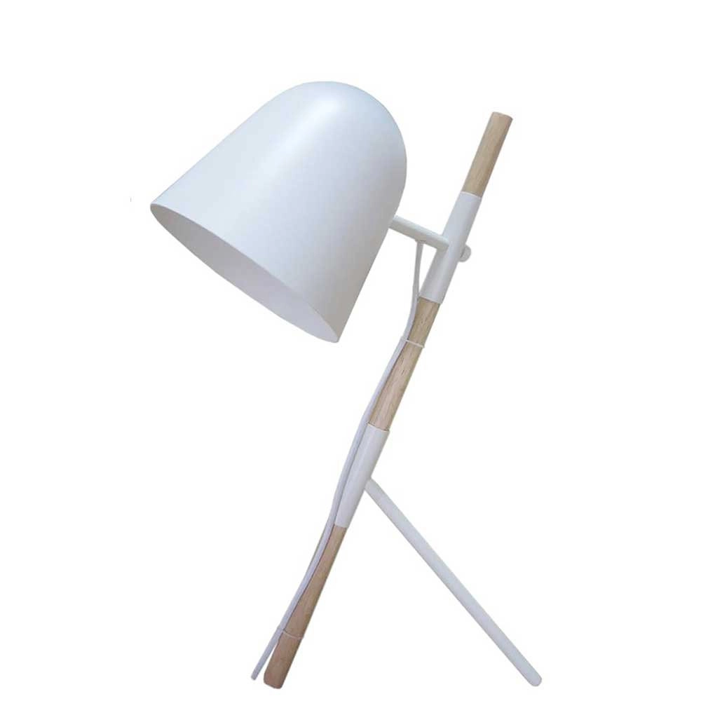 Lampe de table country Sensa Trépied blanc avec bois