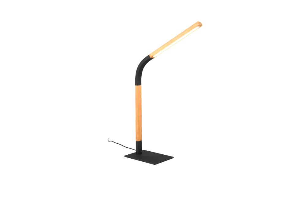 Lampe de table flexible Norris noir avec bois Trio 4017807599992