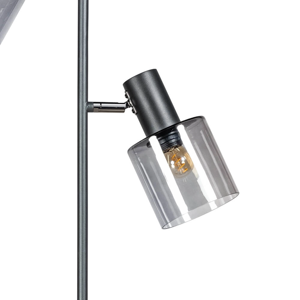 Lampadaire en verre Sledge Glass 2 lumières noir avec verre fumé ETH 8720195302872