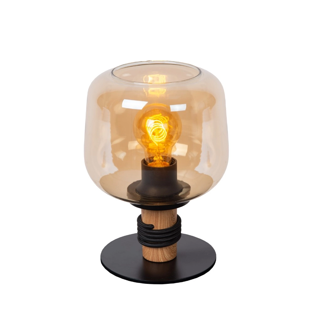 Lampe de table Ilona noir avec verre ambré