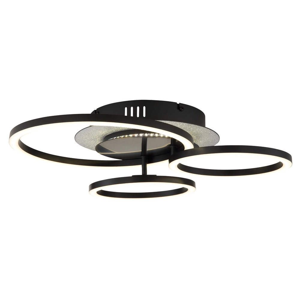 Lampe de plafond noire Norberto 3 anneaux Globo 9007371572830