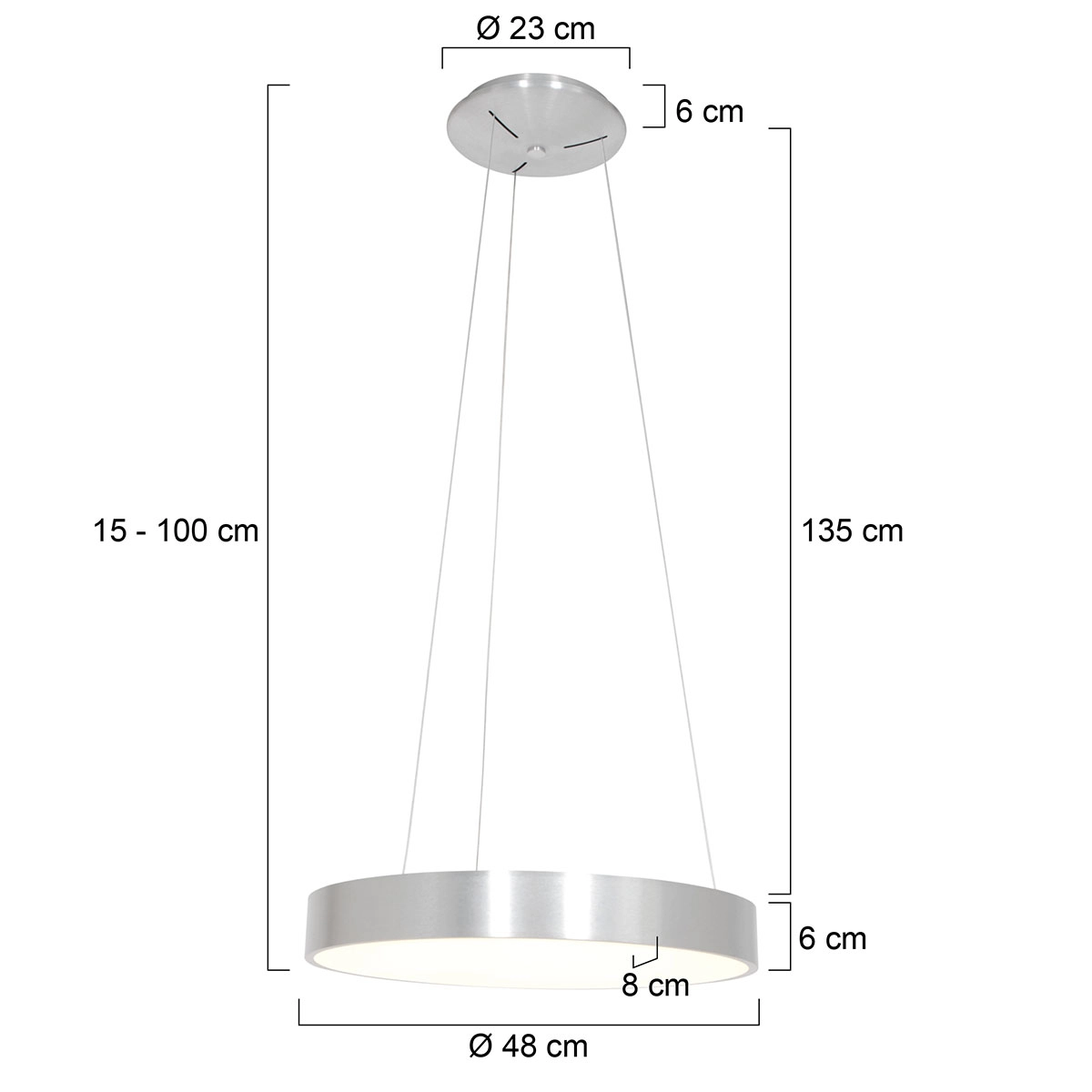 Lampe suspendue LED Ringlede Ø 48cm métal gris Steinhauer 8712746135213