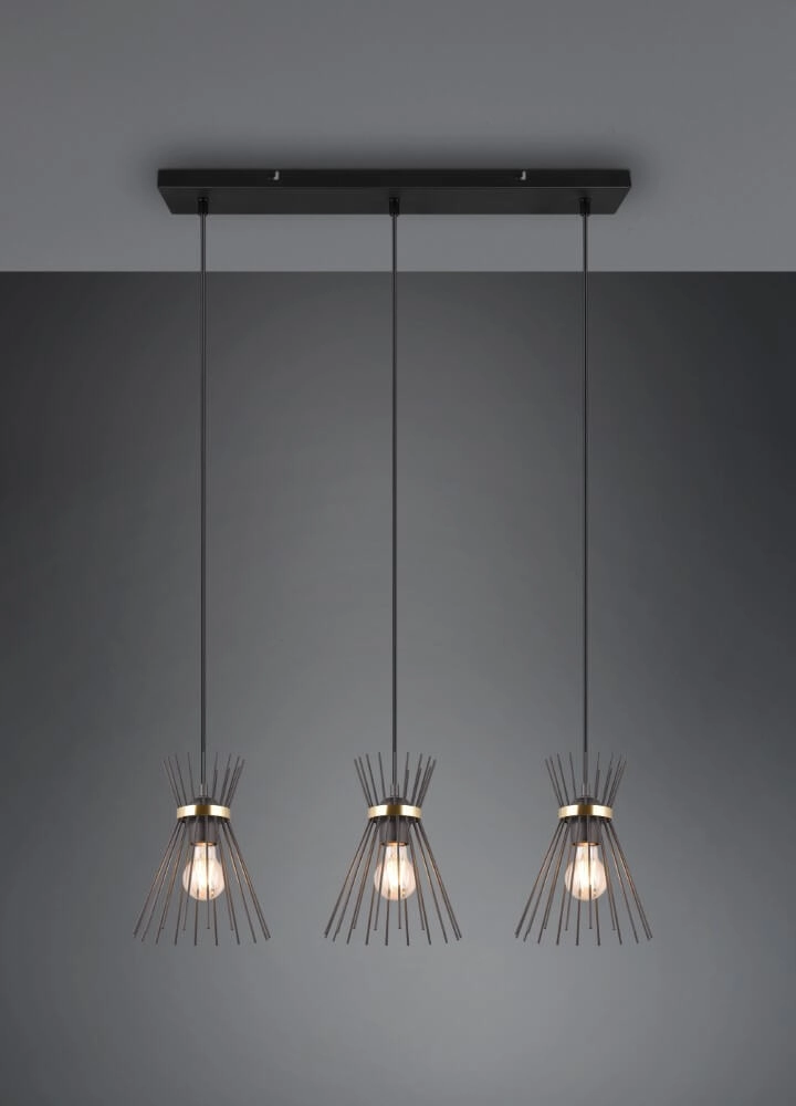 Suspension Rod Design noir 3 lumières Trio 4017807576771