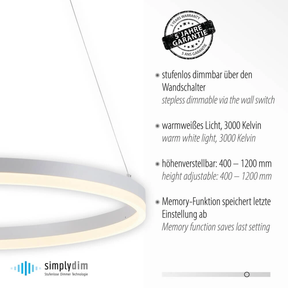 Lampe suspendue moderne Titus Ø 60cm blanc Paul Neuhaus 4012248365366