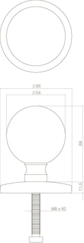 Poignée de porte avant ronde Castor laiton dégringolé Intersteel 8714186125953
