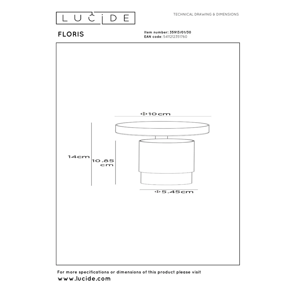 Projecteur de plafond Floris Noir Lucide 5411212351760