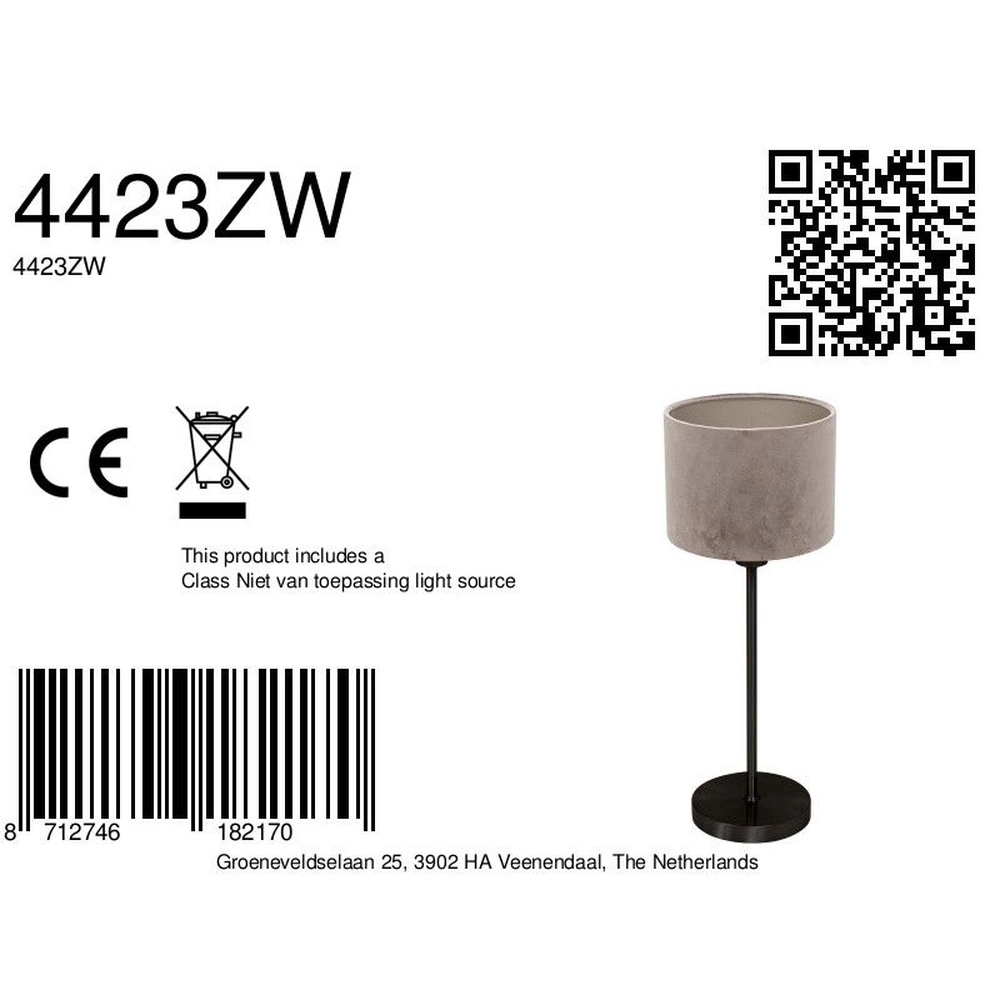 Lampe de table noire Noor avec capot gris Steinhauer 8712746182170