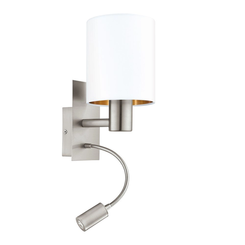 Applique murale Pasteri abat-jour blanc avec lampe de lecture