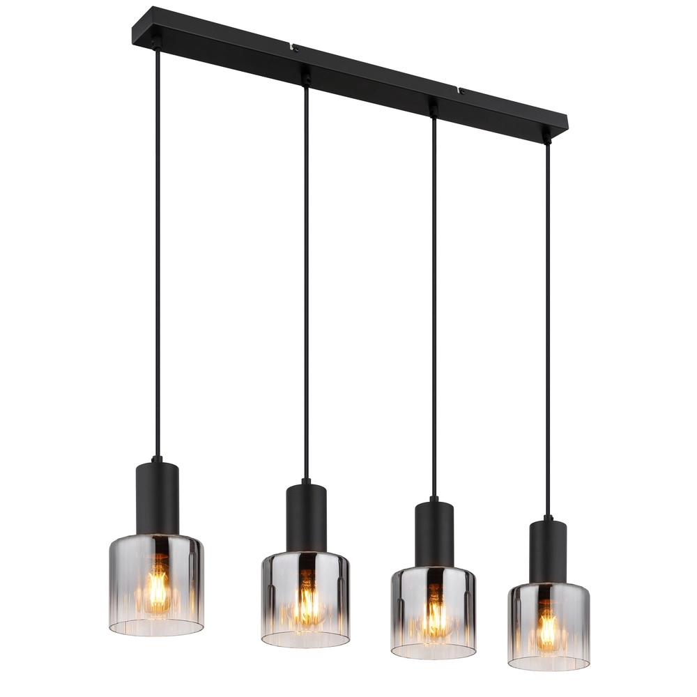 Lampe pendante de conception Jack Noir à 4 lumières