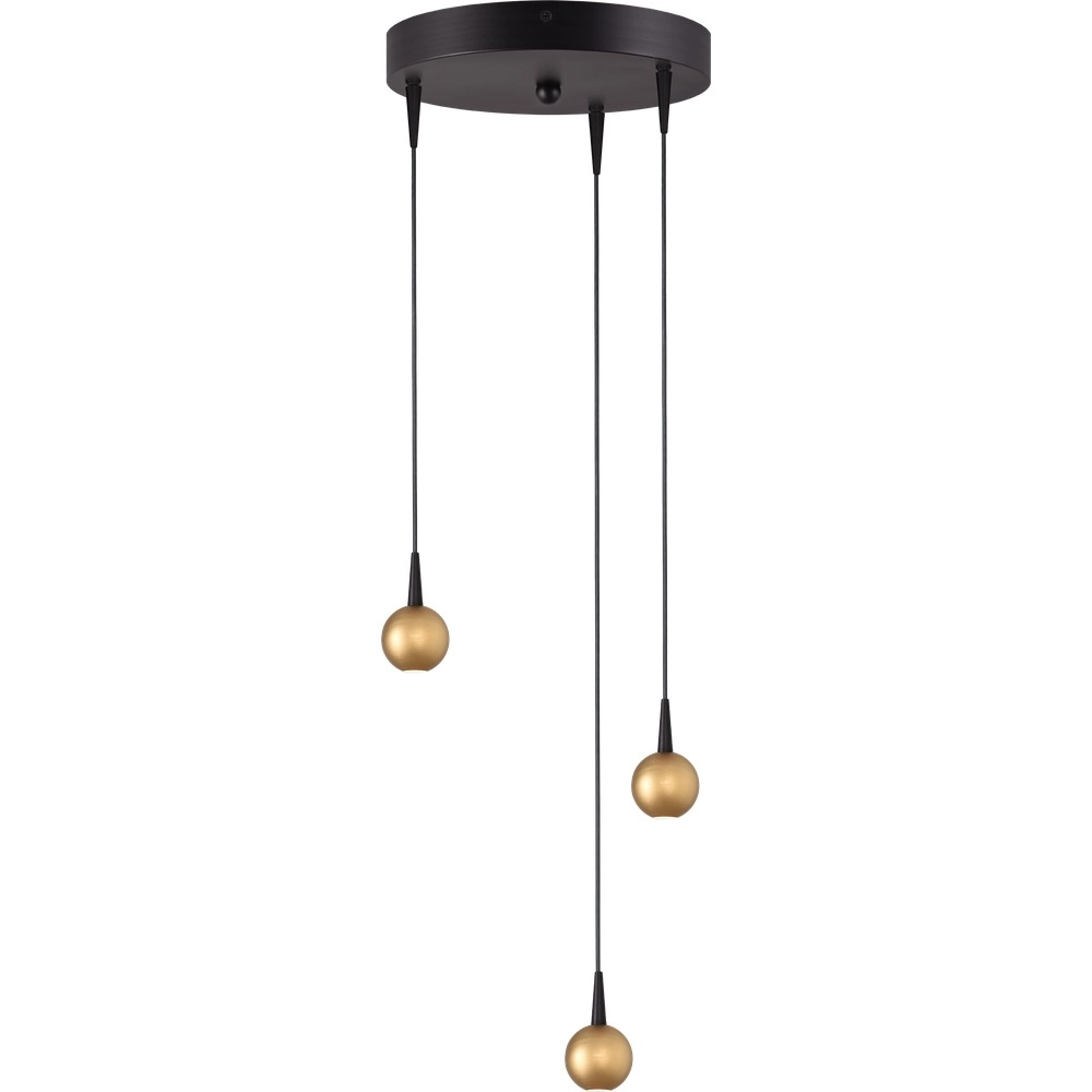 Lampe pendante à 3 lampes Talana noir avec or Ø 17cm DTW