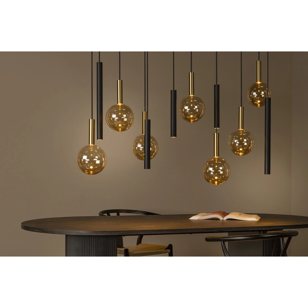 Lampe suspendue à 12 lampes Josiane noir avec or Lucide Vibes 5411212212160