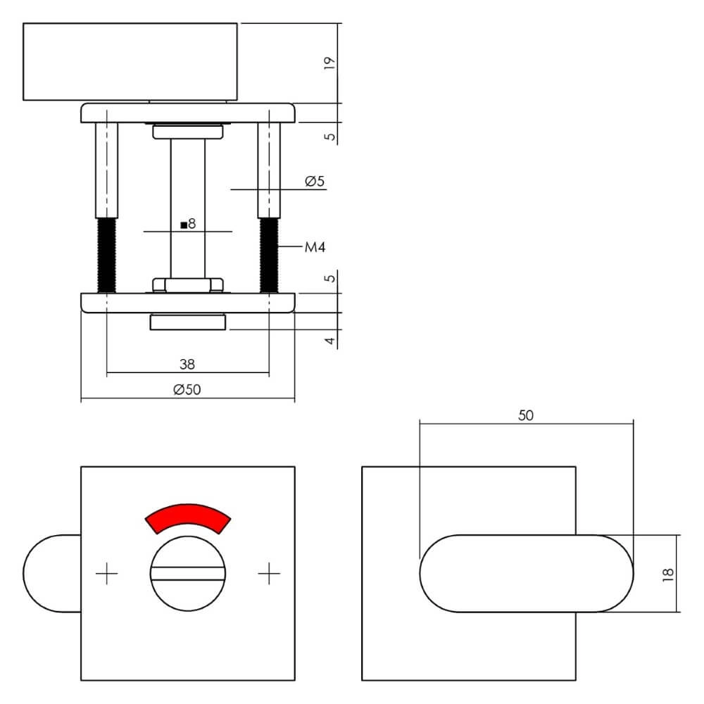 Fermeture des toilettes Tira carré en acier inoxydable Intersteel 8714186307083