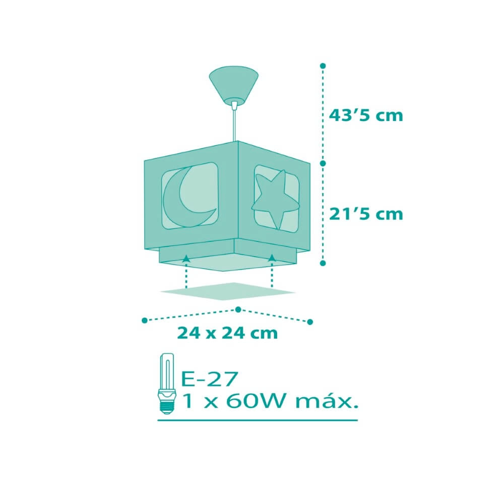 Lampe suspendue chambre d'enfant Moonlight turquoise Dalber 8420406800882
