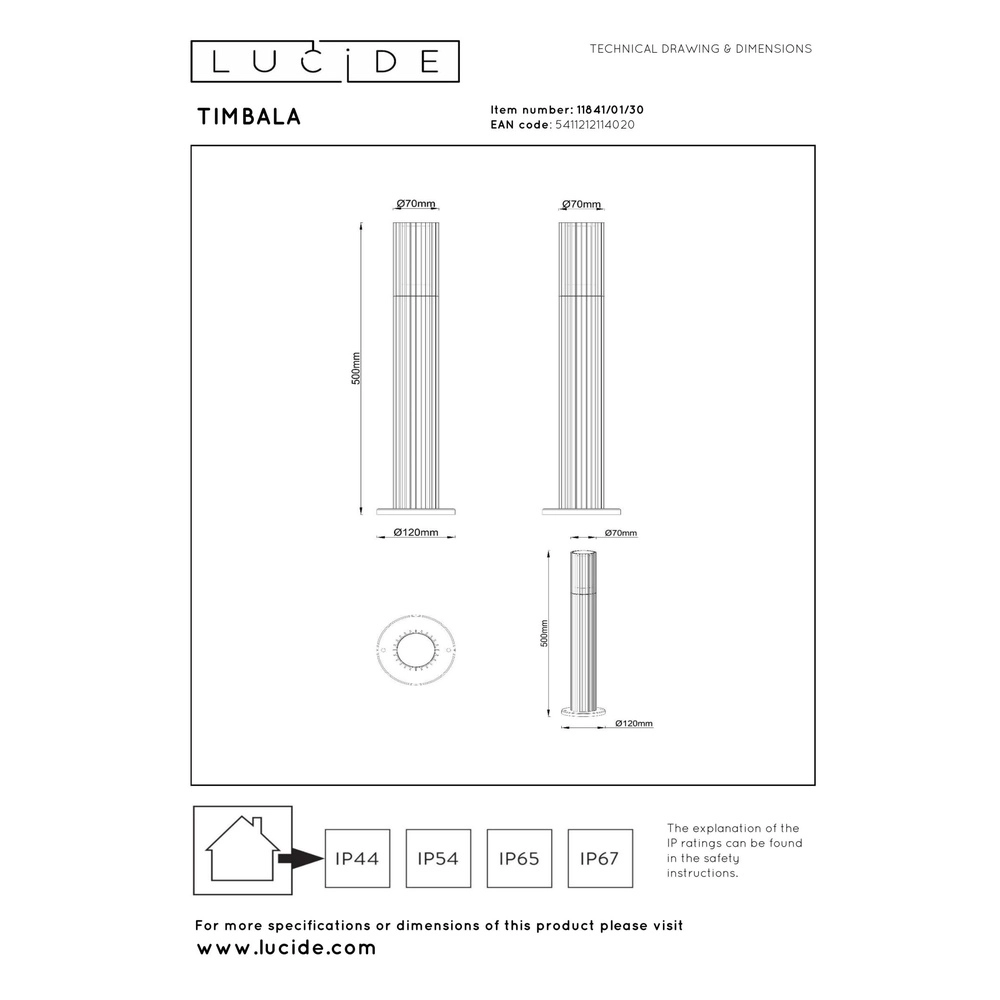 Lampe à piédestal Timbala Noir Lucide 5411212114020