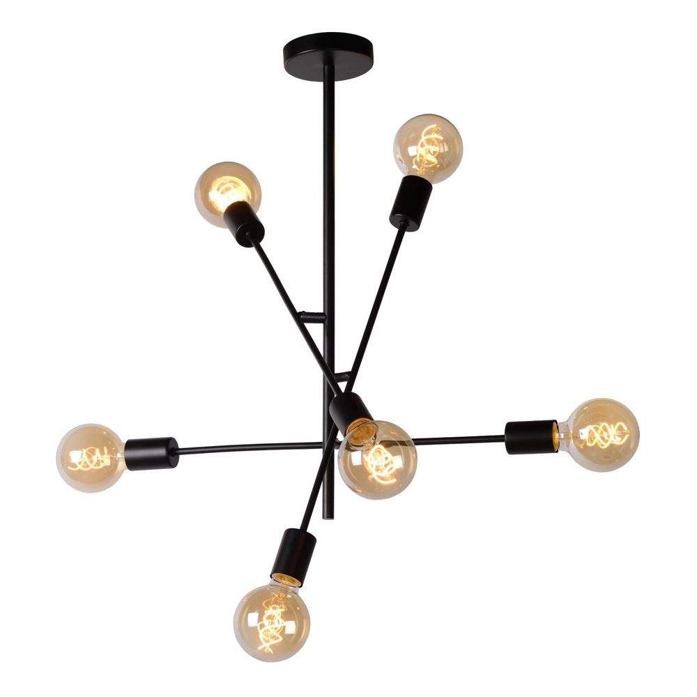 Lampe de plafond Lester Noirs à 6 feux Lucide 5411212211033