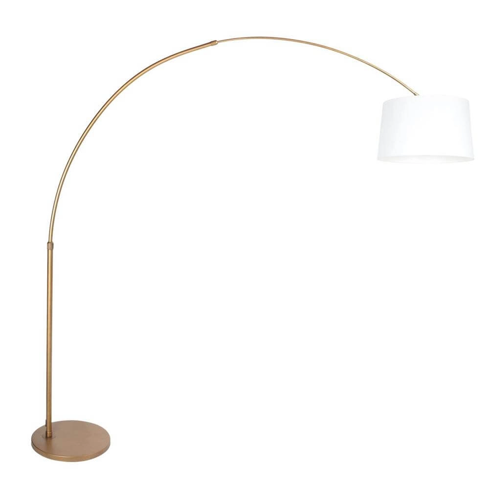 Lampe à arc Sparkled Light bronze avec abat-jour blanc grossier Ø 42cm Lampe à arc Sparkled Light bronze avec abat-jour blanc grossier Ø 42cm