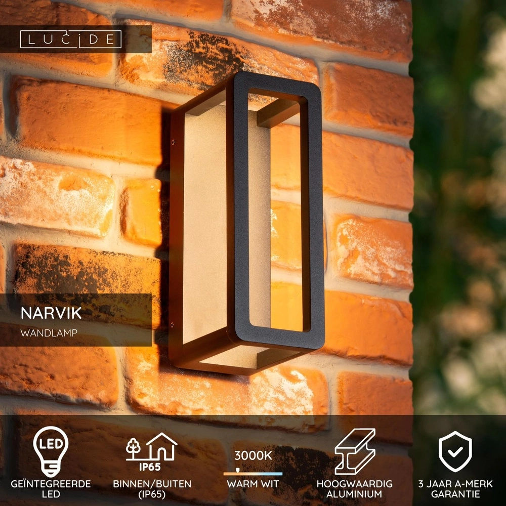 Lampe murale unique Narvik Noir Lucide 5411212152022