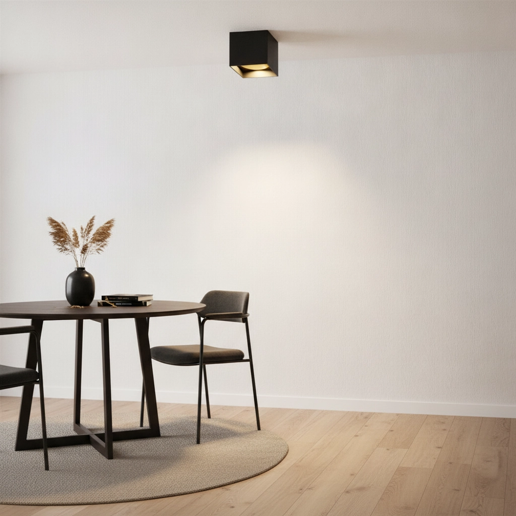Plafonnier carré Brock Noir avec intérieur doré