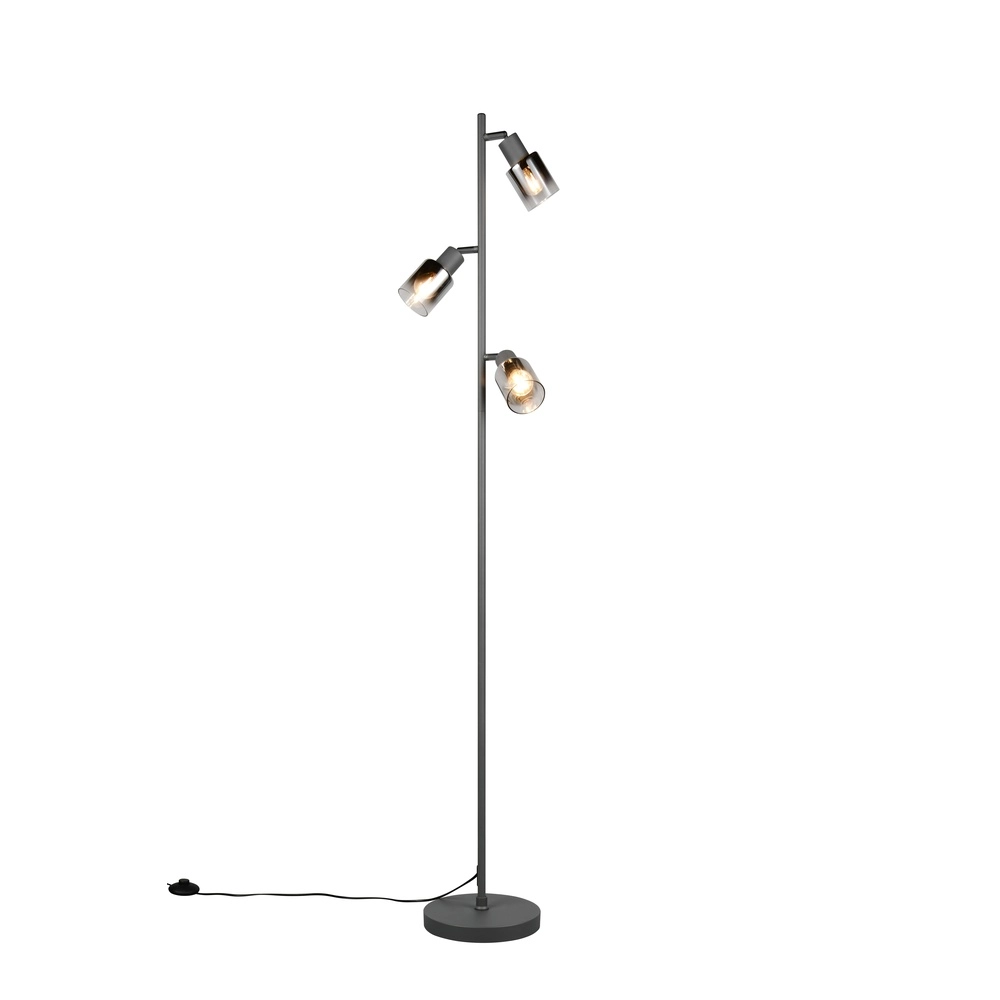 Lampadaire Cadiz Verre fumé à 3 lumières Lampadaire Cadiz Verre fumé à 3 lumières