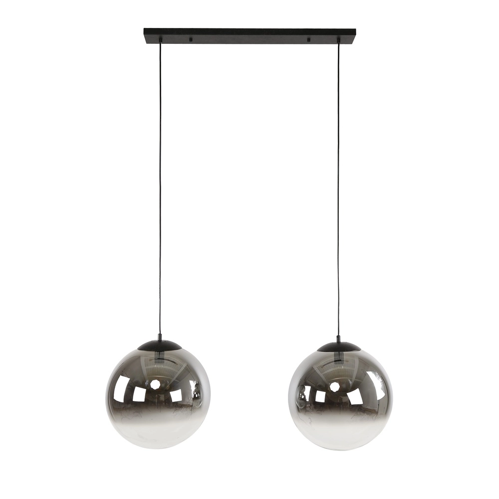 Lampe pendante 2L Bubble avec du verre argenté qui s’estompe. Lyora 8716803511224