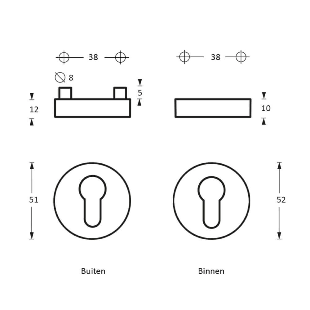 Rosace de sécurité Salus rond en acier inoxydable Ø 5,2cm Intersteel 8714186094020