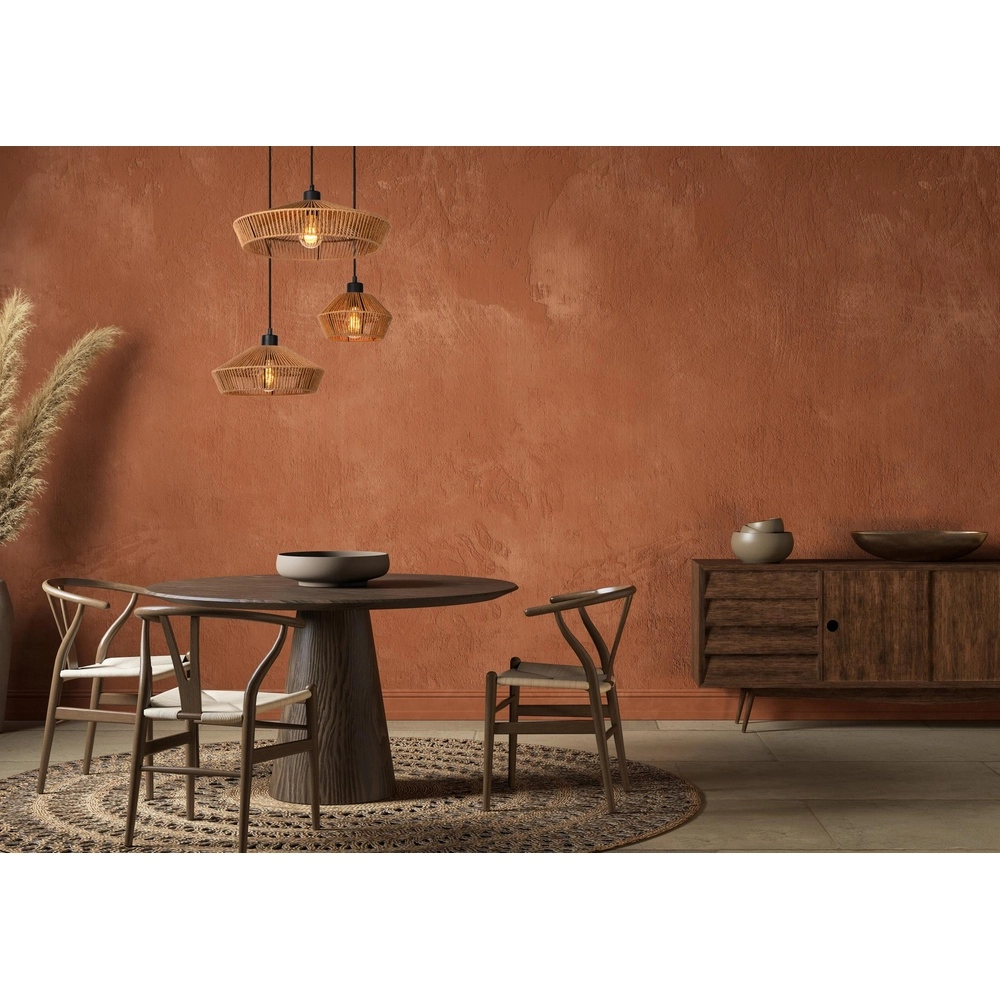 Lampe suspendue Yunkai Ø 60 cm noir avec rotin Lucide 5411212105714