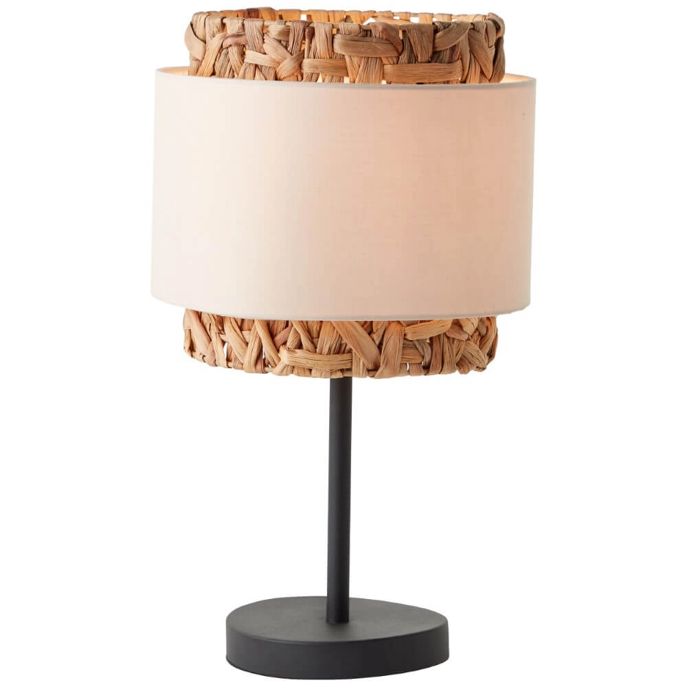Lampe de table Waterlilly rotin avec tissu blanc
