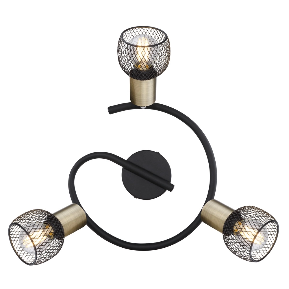 Lampe de plafond Fiastra 3-noir clair avec maille Globo 9007371427116